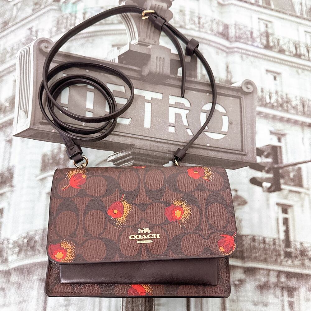 Coach C6040 Foldover Belt Bag In Signature Canvas With Pop Floral Print In Brown